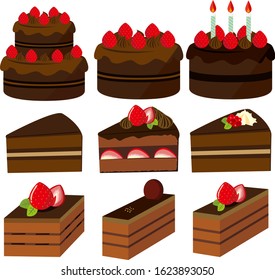 Cake vector illustration . Sweets, desserts . chocolate cake