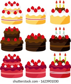 Cake vector illustration . Sweets, desserts . chocolate cake . Shortcake