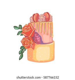 Cake, vector illustration, tasty food, desert
