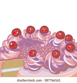 Cake, vector illustration, tasty food, desert