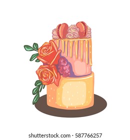 Cake, vector illustration, tasty food, desert