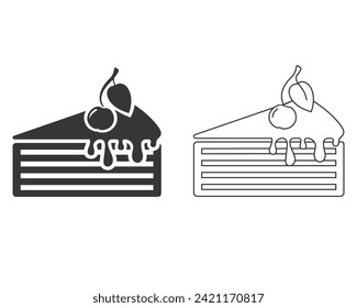 Cake vector line icon set. food and beverage icon solid style. perfect use for icon, logo, illustration, website, and more. icon design glyph style