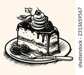 Cake vector for logo or icon,clip art, drawing Elegant modern style Illustration