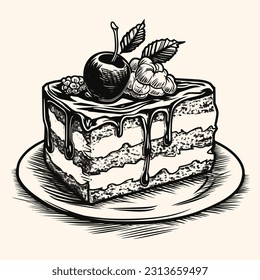 Cake vector for logo or icon,clip art, drawing Elegant modern style Illustration