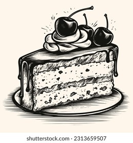 Cake vector for logo or icon,clip art, drawing Elegant modern style Illustration
