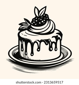 Cake vector for logo or icon,clip art, drawing Elegant modern style Illustration