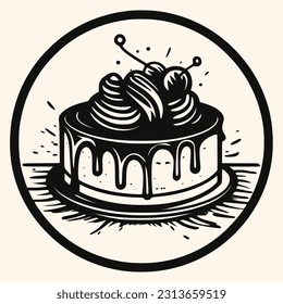 Vector de tarta para logotipo o icono, imágenes prediseñadas, dibujo Elegante estilo moderno Ilustración