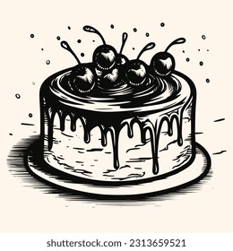 Cake vector for logo or icon,clip art, drawing Elegant modern style Illustration