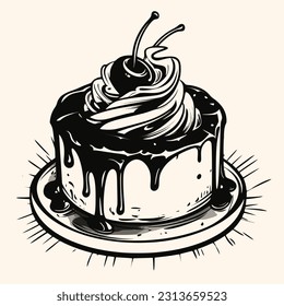 Vector de tarta para logotipo o icono, imágenes prediseñadas, dibujo Elegante estilo moderno Ilustración