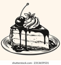 Vector de tarta para logotipo o icono, imágenes prediseñadas, dibujo Elegante estilo moderno Ilustración