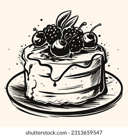 Cake vector for logo or icon,clip art, drawing Elegant modern style Illustration