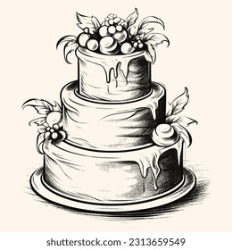 Vector de tarta para logotipo o icono, imágenes prediseñadas, dibujo Elegante estilo moderno Ilustración