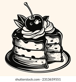 Cake vector for logo or icon,clip art, drawing Elegant modern style Illustration