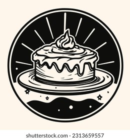 Cake vector for logo or icon,clip art, drawing Elegant modern style Illustration