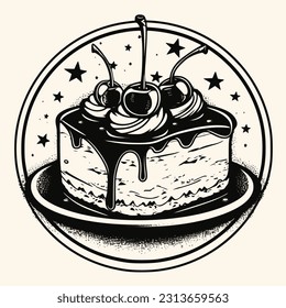 Vector de tarta para logotipo o icono, imágenes prediseñadas, dibujo Elegante estilo moderno Ilustración