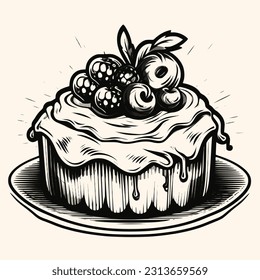 Cake vector for logo or icon,clip art, drawing Elegant modern style Illustration