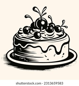 Kuchenvektor für Logo oder Symbol, Clipart, Zeichnung Elegante, moderne Illustration