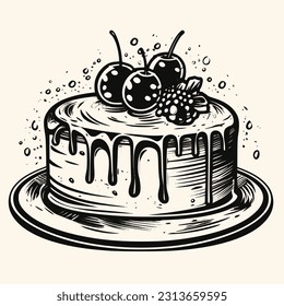 Vector de tarta para logotipo o icono, imágenes prediseñadas, dibujo Elegante estilo moderno Ilustración