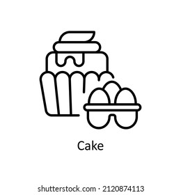 Cake vector Outline icon for web isolated on white background EPS 10 file
