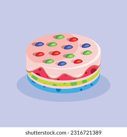 Cake Vector, Rainbow Colorful Candy Cake