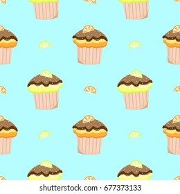 Cake vector seamless pattern