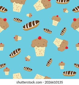 cake vector seamless pattern. good to use for fabric and food wallpaper. cute dessert  design concept.
