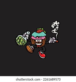 dibujo animado de nug weed vectorial de pastel