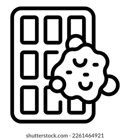 Cake waffle icon outline vector. Belgian wafer. Bakery menu