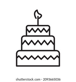 cake wedding birthday vector line for web, presentation, logo, Icon Symbol.