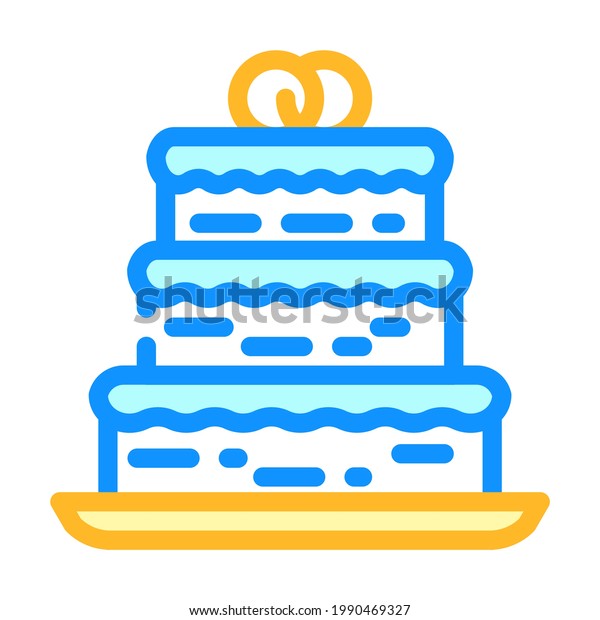 cake wedding dessert color\
icon vector. cake wedding dessert sign. isolated symbol\
illustration
