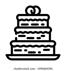 cake wedding dessert line icon vector. cake wedding dessert sign. isolated contour symbol black illustration