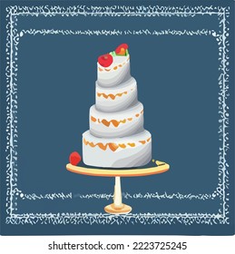 Cake, Wedding Cake, Engagement Cake, Party Cake Illustration Vector Cartoon Drawing