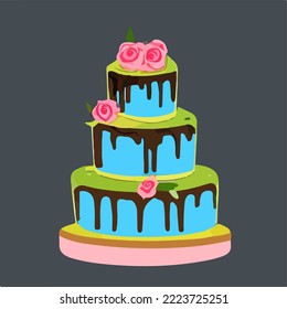 Cake, Wedding Cake, Engagement Cake, Party Cake Illustration Vector Cartoon Drawing
