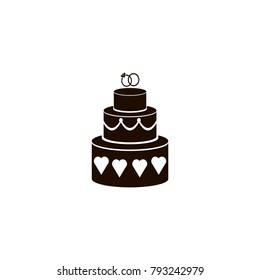 cake wedding icon. flat design