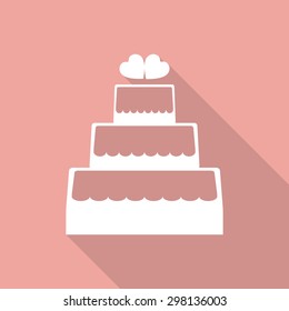 cake wedding icon with long shadow.