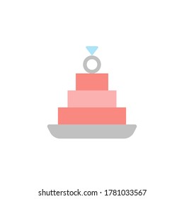 Cake, wedding icon. Simple color vector elements of marriage icons for ui and ux, website or mobile application
