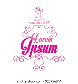 Cake wedding logo.  Logotype or mascot emblem symbol. Can be used for T-shirts print, labels, badges, stickers, vector illustration.