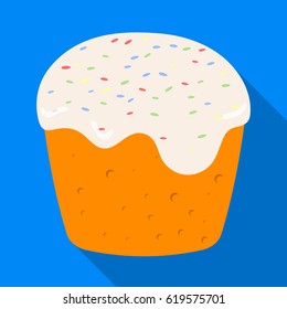 Cake with white fondant. Easter single icon in flat style vector symbol stock illustration.