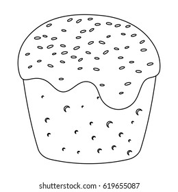 Cake with white fondant. Easter single icon in outline style vector symbol stock illustration.