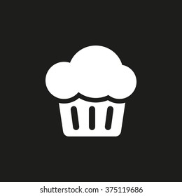 Cake  - white icon on a black background. Vector illustration.