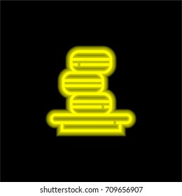 Cake yellow glowing neon ui ux icon. Glowing sign logo vector