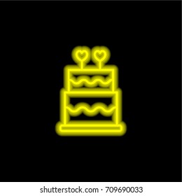 Cake yellow glowing neon ui ux icon. Glowing sign logo vector