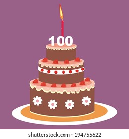 Cake,100 Years , Vector Icon