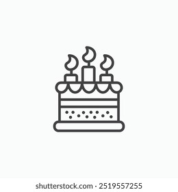 Cakeline en color negro de línea fina. ilustración de símbolos de Vector simple plano.