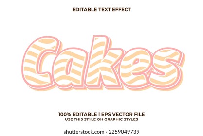 Cakes 3d text effect and editable text, pastel template 3d style use for business tittle