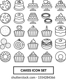 Cakes Black And White Icon Set
