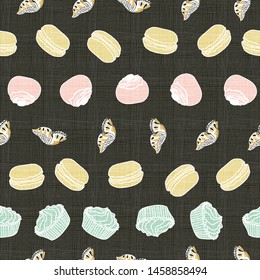 Cakes and butterflies seamless pattern print - Vector