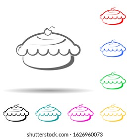 cakes with cherries multi color style icon. Simple thin line, outline vector of bakery shop icons for ui and ux, website or mobile application