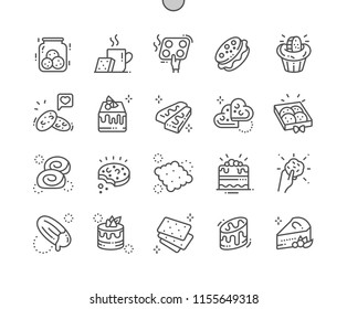 Cakes and cookies Well-crafted Pixel Perfect Vector Thin Line Icons 30 2x Grid for Web Graphics and Apps. Simple Minimal Pictogram