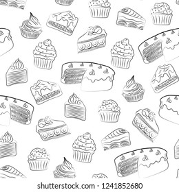 cakes cute food abstract seamless vector pattern